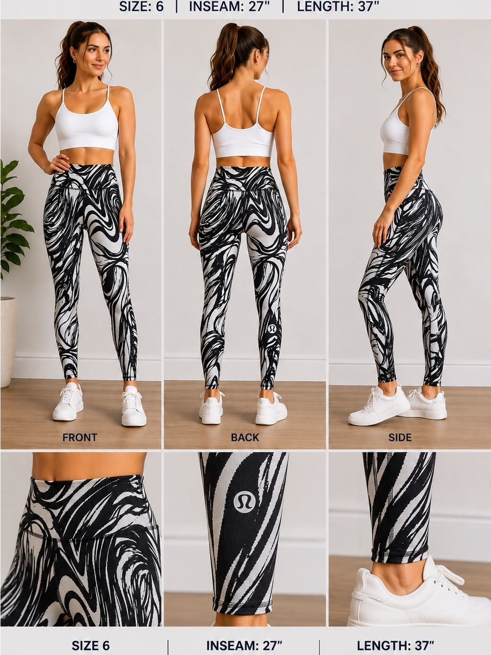 lululemon athletica Black & White Swirl High-Rise Leggings